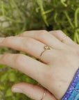 Princess Tourmaline Ring, V Ring w Gemstone Pink Tourmaline Ring 14k Gold