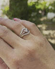 Curved Diamond Wedding Band, Matching Ring Gold Band