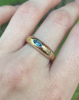 14k Gold Minimalist Dome Ring With Marquise London Blue Topaz