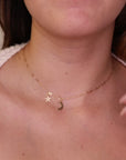 Moon and Star Necklace 14k Solid Gold
