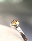 Citrine Ring Sterling Silver, Stacking November Birthstone Ring, Hammered Silver Gemstone Ring, Her Birthday Gift, Choose your birthstone
