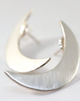 Sterling Silver Crescent Moon Earrings, Moon Goddess Earrings