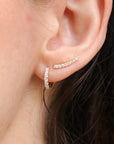 14k Gold Diamond Huggie Hoop Earrings