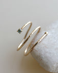 14k Gold Teal Blue Sapphire Wrap Around Gold Ring