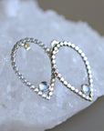 Large Teardrop with Gemstone Stud Earrings