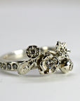 Sterling Silver Flower and Diamond Ring, Alternative Engagement Ring