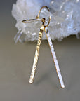 Hammered Gold Long Bar Earrings