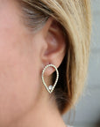 Large Teardrop with Gemstone Stud Earrings