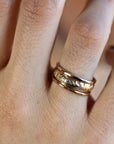 Gold Ring Set of 3, Gold Floral Wedding Band