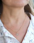 Gold Filled Initial Disc Necklace, Hand Stamped Personalized Coin Necklace with Cable Chain