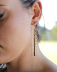 Hammered Gold Long Bar Earrings