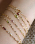 Gold Delicate Chain Birthstone Stacking Bracelet