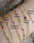 Gold Delicate Chain Birthstone Stacking Bracelet