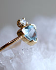 Trillion Cut Aquamarine and Diamond Ring in 14k White Gold or Yellow Gold