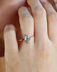 Trillion Cut Aquamarine and Diamond Ring in 14k White Gold or Yellow Gold