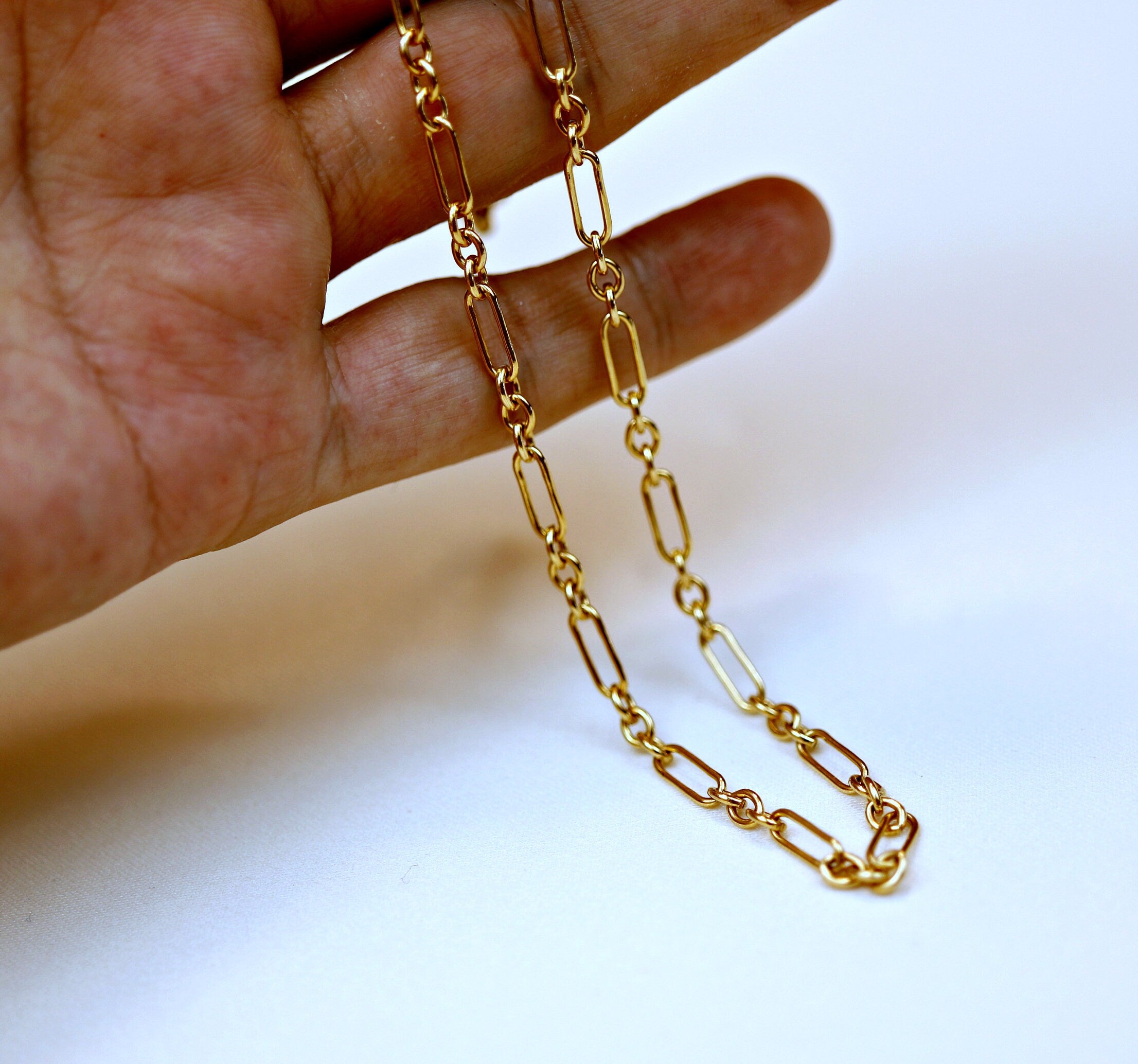 Dainty Long Short Link Gold Chain Necklace- Gold Filled – Melt'm Jewelry