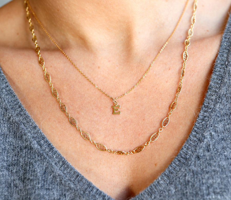 Personalized Initials Gold Necklace, Gold Filled Layering Necklace