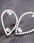 Large Teardrop with Gemstone Stud Earrings