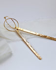 Hammered Gold Long Bar Earrings