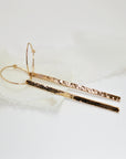 Hammered Gold Long Bar Earrings