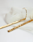 Hammered Gold Long Bar Earrings