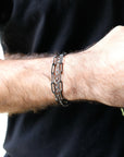 Boyfriend Chain Bracelet, Black Oxidized Silver Chain Bracelet For Men