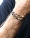 Boyfriend Chain Bracelet, Black Oxidized Silver Chain Bracelet For Men