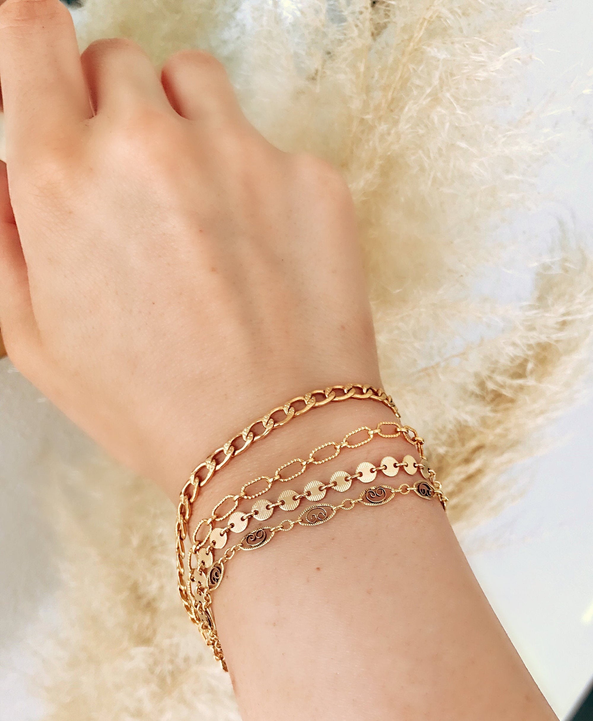 Gold Chunky Chain Stacking Bracelet