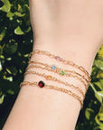 Gold Delicate Chain Birthstone Stacking Bracelet
