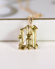 14k Solid Gold Old English Initial Necklace