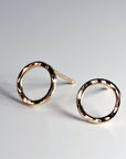 14k Hammered Gold Circle Stud Earrings