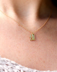 14k Solid Gold Old English Initial Necklace