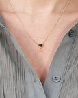 Diamond & Trillion Red Garnet Necklace 14k Gold