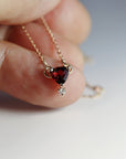 Diamond & Trillion Red Garnet Necklace 14k Gold