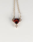 Diamond & Trillion Red Garnet Necklace 14k Gold