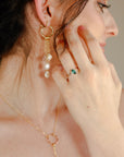 Pearl Hoops, Gold Filled Pearl Dangle Earrings