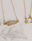 14k Solid Gold Feather Necklace