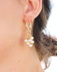 Gold Filled Pearl Hoops - Pearl Cluster Earrings