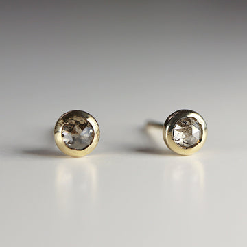Salt and Pepper Diamond Stud Earrings 14k Gold