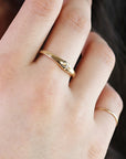 Star Diamond Ring 14k Solid Gold
