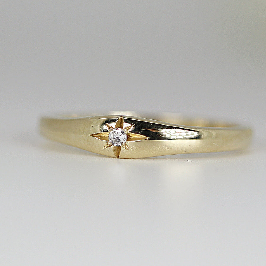 Star Diamond Ring 14k Solid Gold