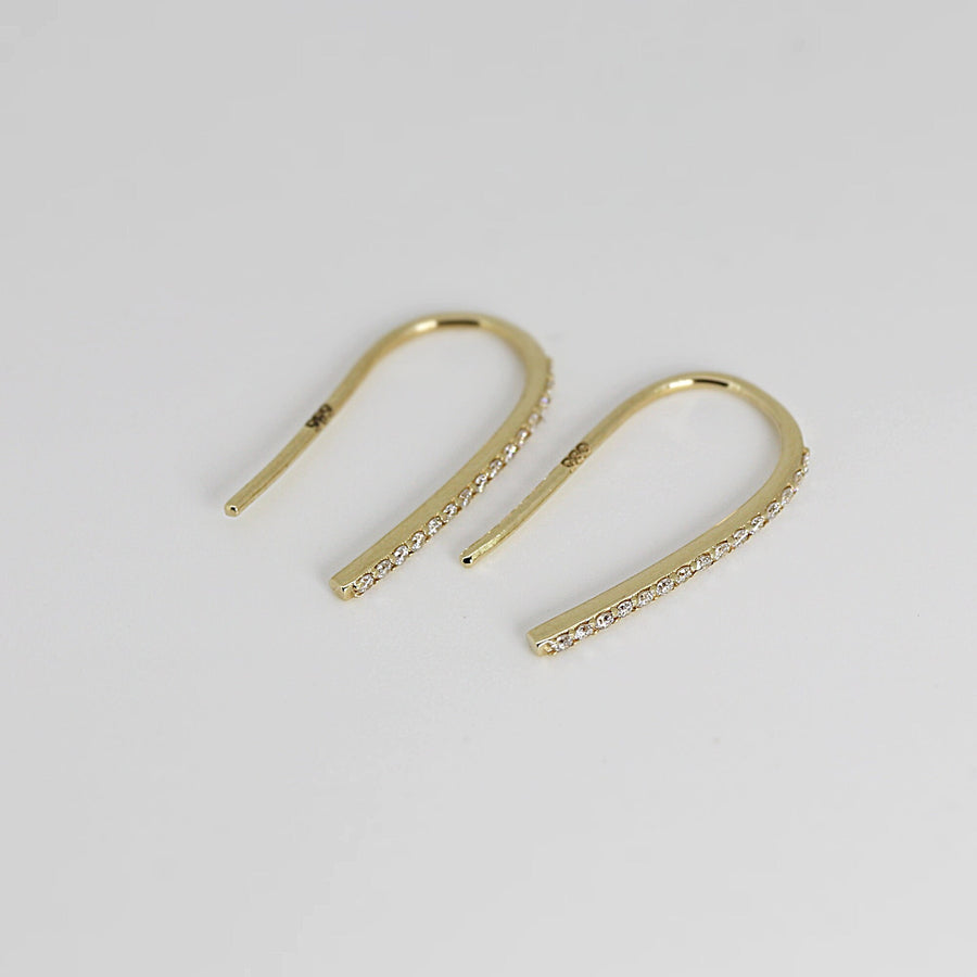 Diamond Arc Earrings in 14k Gold