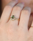 Pear Green Tourmaline w. Diamonds Engagement Ring