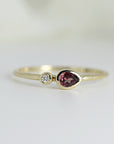 Diamond and Hot Pink Pear Tourmaline Ring