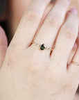 Pear Green Tourmaline w. Diamonds Engagement Ring