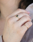 Pear Green Tourmaline w. Diamonds Engagement Ring