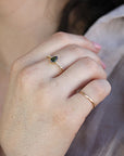 Pear Green Tourmaline w. Diamonds Engagement Ring
