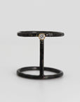 Sterling Silver Double Band Diamond Ring, Black Patina Silver Mixed Metal Ring