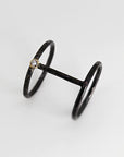 Sterling Silver Double Band Diamond Ring, Black Patina Silver Mixed Metal Ring