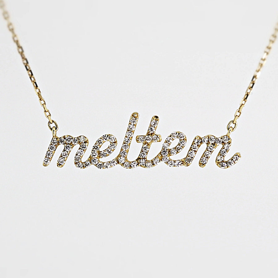 Diamond Name Necklace, 14k Personalized Nameplate Necklace